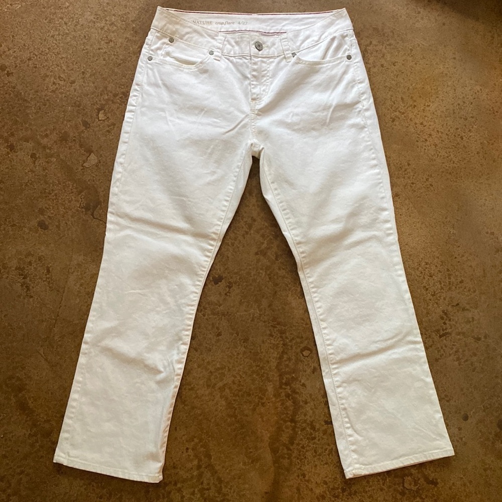 TALBOTS white signature crop flare stretch ankle capri pant jeans